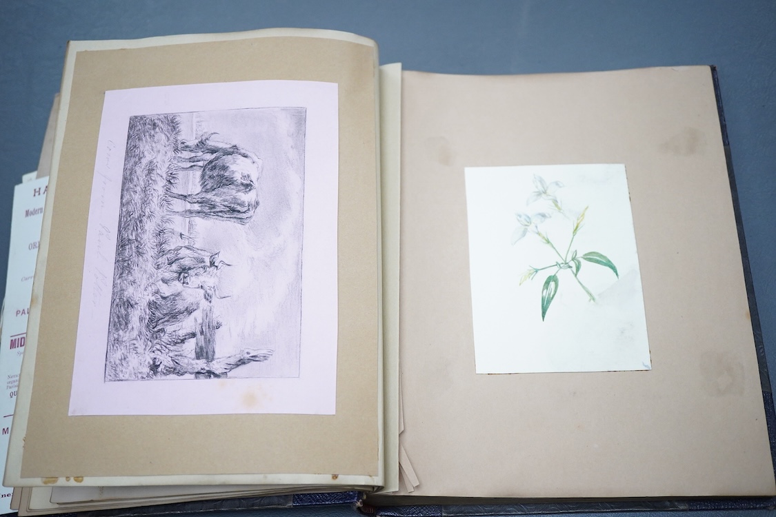 A collection of ephemera including Savoy Theatre, a photograph album and an album of watercolours and pencil studies, late 19th / early 20th century